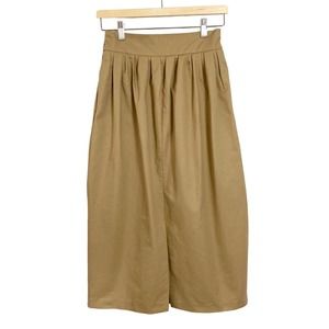 The Frankie Shop NWT Khaki‎ Tan Cotton Canvas Midi Skirt // Size M / L